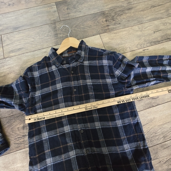 Denim & Flower Men's Medium Navy Plaid Long Sleeve Button Shirt 💯 Cotton - Picture 7 of 11
